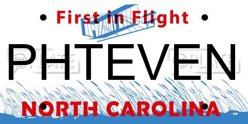 PHTEVEN North Carolina License Plate