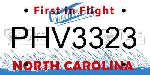 PHV3323 North Carolina License Plate