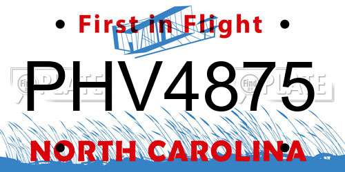 PHV4875 North Carolina License Plate
