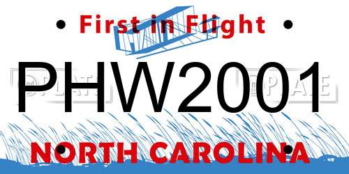 PHW2001 North Carolina License Plate