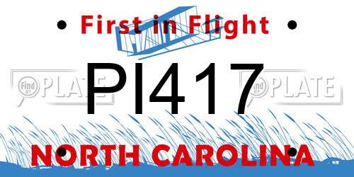 PI417 North Carolina License Plate