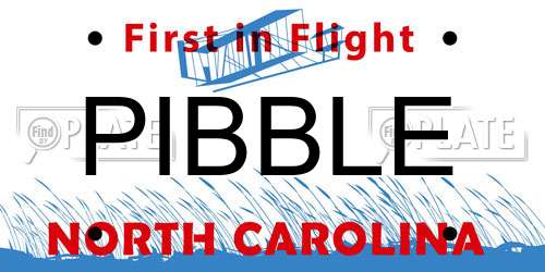 PIBBLE North Carolina License Plate