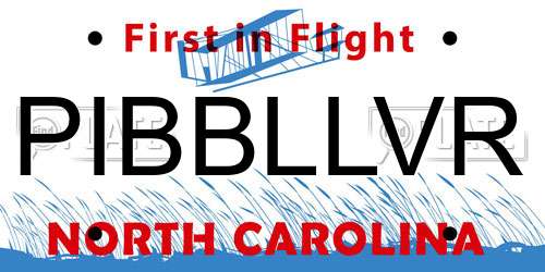 PIBBLLVR North Carolina License Plate