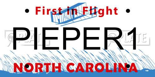 PIEPER1 North Carolina License Plate
