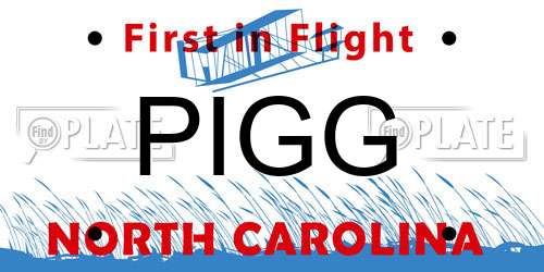 PIGG North Carolina License Plate