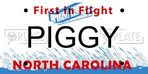 PIGGY North Carolina License Plate