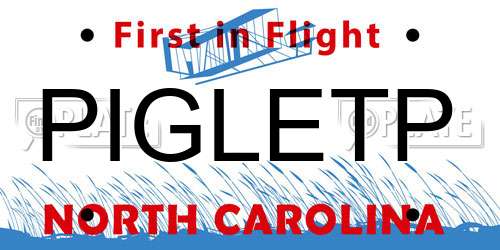 PIGLETP North Carolina License Plate