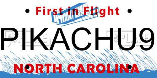 PIKACHU9 North Carolina License Plate