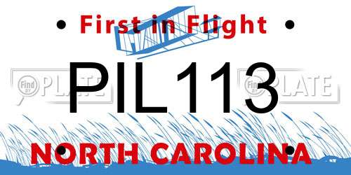PIL113 North Carolina License Plate