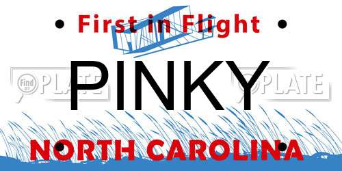 PINKY North Carolina License Plate