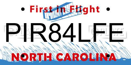 PIR84LFE North Carolina License Plate