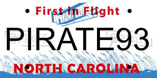 PIRATE93 North Carolina License Plate