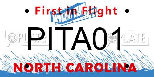 PITA01 North Carolina License Plate