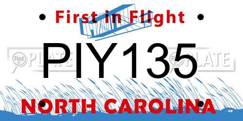 PIY135 North Carolina License Plate