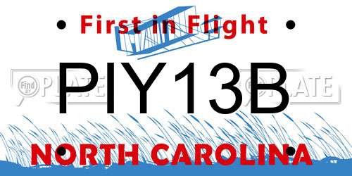 PIY13B North Carolina License Plate