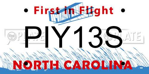 PIY13S North Carolina License Plate