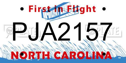 PJA2157 North Carolina License Plate