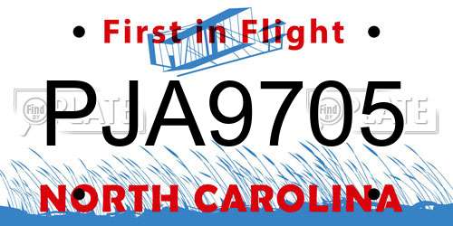 PJA9705 North Carolina License Plate