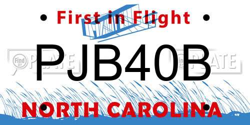 PJB40B North Carolina License Plate