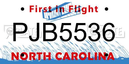 PJB5536 North Carolina License Plate