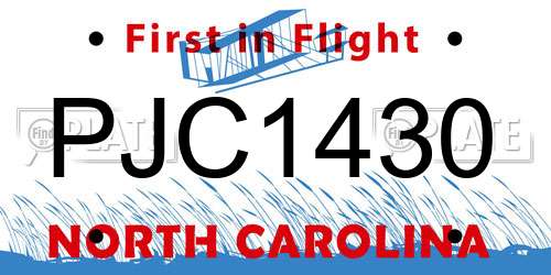 PJC1430 North Carolina License Plate