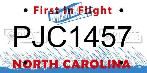 PJC1457 North Carolina License Plate