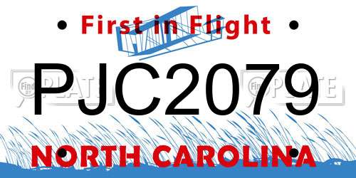 PJC2079 North Carolina License Plate