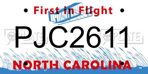PJC2611 North Carolina License Plate