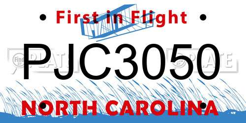 PJC3050 North Carolina License Plate