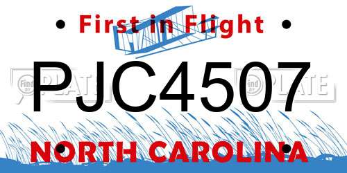 PJC4507 North Carolina License Plate