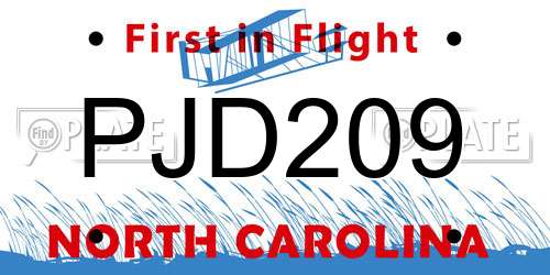 PJD209 North Carolina License Plate