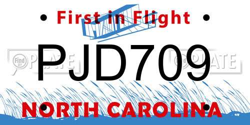 PJD709 North Carolina License Plate