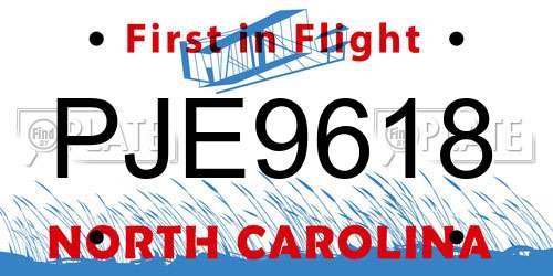 PJE9618 North Carolina License Plate