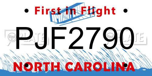 PJF2790 North Carolina License Plate