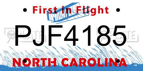PJF4185 North Carolina License Plate
