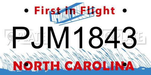 PJM1843 North Carolina License Plate