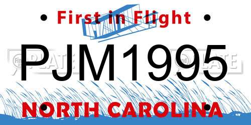 PJM1995 North Carolina License Plate