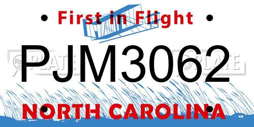PJM3062 North Carolina License Plate