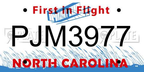 PJM3977 North Carolina License Plate
