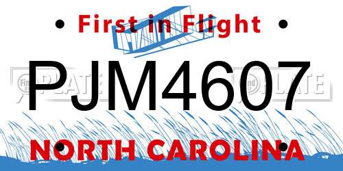 PJM4607 North Carolina License Plate