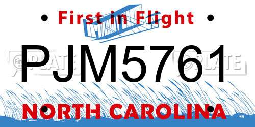 PJM5761 North Carolina License Plate