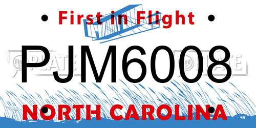 PJM6008 North Carolina License Plate