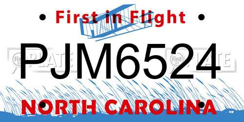 PJM6524 North Carolina License Plate