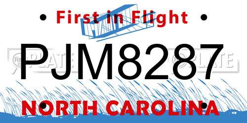 PJM8287 North Carolina License Plate