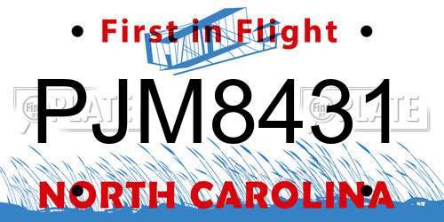 PJM8431 North Carolina License Plate