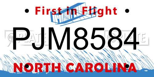 PJM8584 North Carolina License Plate