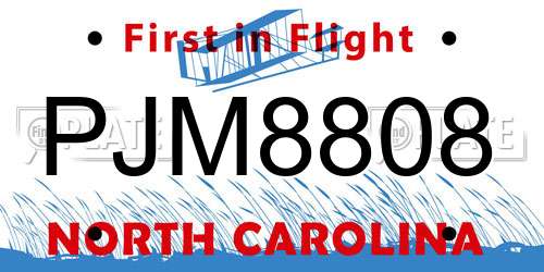 PJM8808 North Carolina License Plate