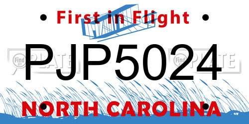 PJP5024 North Carolina License Plate
