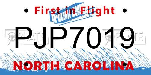 PJP7019 North Carolina License Plate