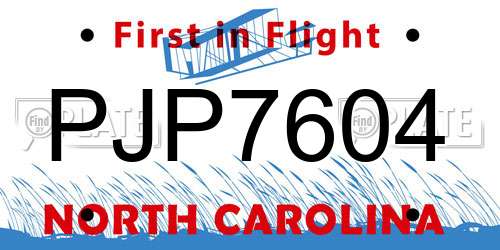 PJP7604 North Carolina License Plate